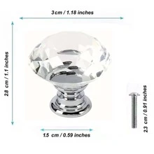 4pcs/set Artificial Crystal Drawer Pull & 4pcs Screw, Modern Diamond Shaped Drawer Handle For Home