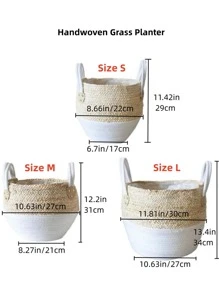 1入組手工草編花籃子,北歐風格編織柳條播種機鍋,家庭客廳陽台裝飾用品 - 彩色 - 查看 2