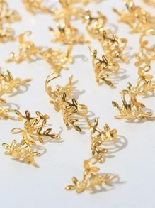 40pcs Leaf Hollow Out Metal Hair Ring,Dreadlocks Beads Hair Braid Rings Clips Dread Locks Hair Braiding Metal Cuffs Decoration/Accessories Jewelry, unisex - Gold - View 3