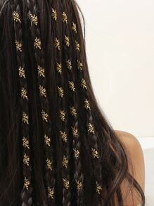 40pcs Leaf Hollow Out Metal Hair Ring,Dreadlocks Beads Hair Braid Rings Clips Dread Locks Hair Braiding Metal Cuffs Decoration/Accessories Jewelry, unisex - Gold - View 1