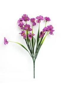 1入組紫色人造花，浪漫抗紫外線塑料植物假絲綢花，適用於戶外門廊懸掛花盆裝飾灌木庭院花園門廊窗框 - 紫色 - 查看 9