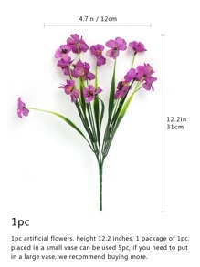 1入組紫色人造花，浪漫抗紫外線塑料植物假絲綢花，適用於戶外門廊懸掛花盆裝飾灌木庭院花園門廊窗框 - 紫色 - 查看 3