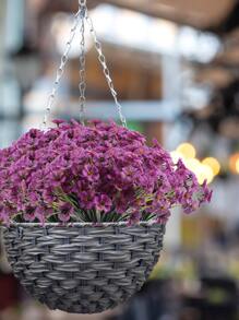 1入組紫色人造花，浪漫抗紫外線塑料植物假絲綢花，適用於戶外門廊懸掛花盆裝飾灌木庭院花園門廊窗框 - 紫色 - 查看 7