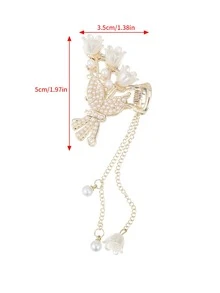 Vuốt tóc trang trí ngọc trai để sử dụng hàng ngày cho các cô gái Kiểu tóc bướm thanh lịch giản dị - Vàng - Xem 5