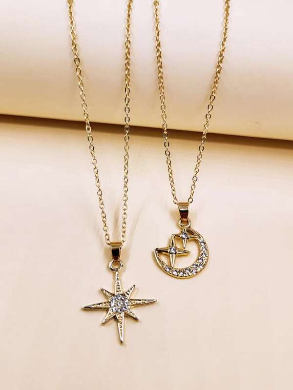 europeo y americano de moda popular mejores amigos Collar colgante Set