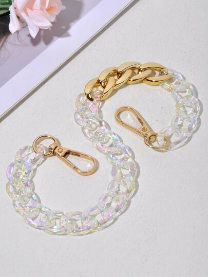 랜덤 색상 가방 액세서리 DIY 액세서리 조절 가능한 대체 어깨 스트랩 스타일리시 내구성이있는 아크릴 핸드백 어깨 스트랩 1 개