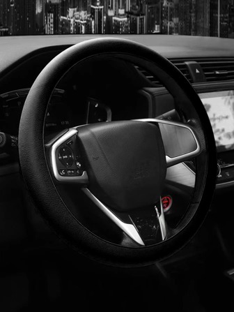 1 件黑色/蓝色/灰色硅胶汽车方向盘套，超薄时尚运动防汗防滑手柄，四季柔软硅胶