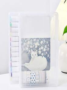 Caja de almacenamiento de papelería escritorio - Blanco - Ver 6