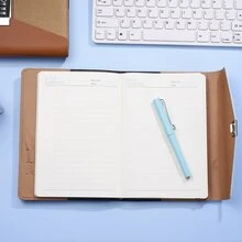 1pc Spliced Color Password Notebook, Minimalist And Highly Confidential Journal/meeting/office Record Book With Lock