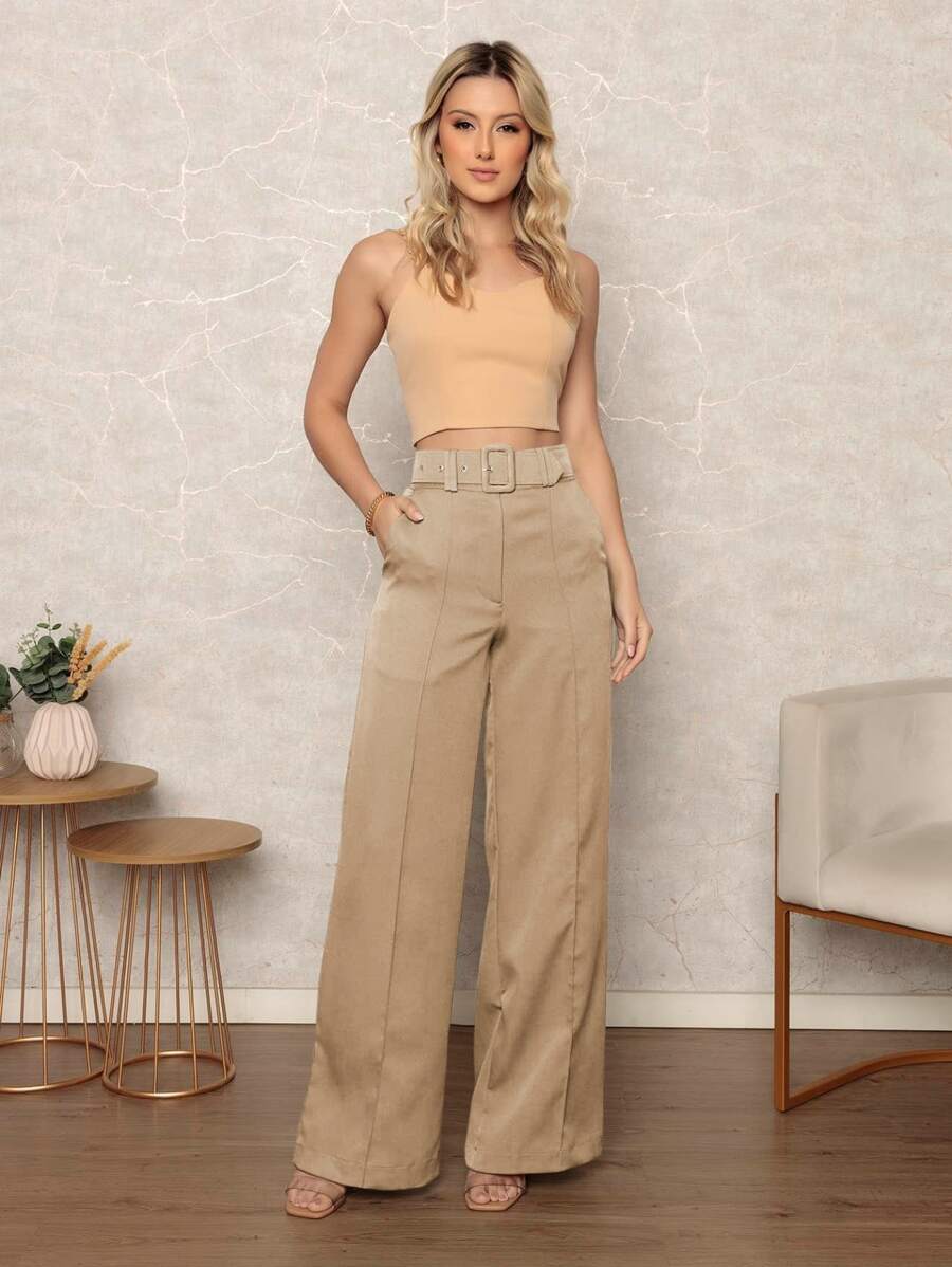 Women Pants - 米色 - 查看 1