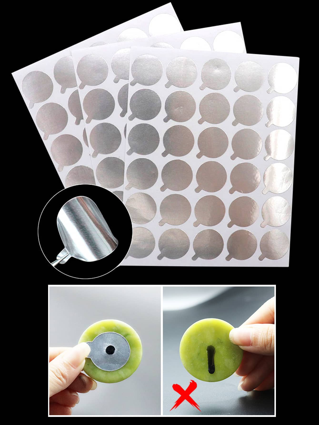 5Sheets 150Pcs Disposable Eyelash Extension Glue Tinfoil Stickers Lash Tools Glue Foil Holder Pallet Stand For Grafting Lashes - Silver - View 1
