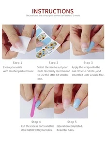 14pcs Nail Stickers & 1pc Nail Buffer Block - Multicolor - View 2