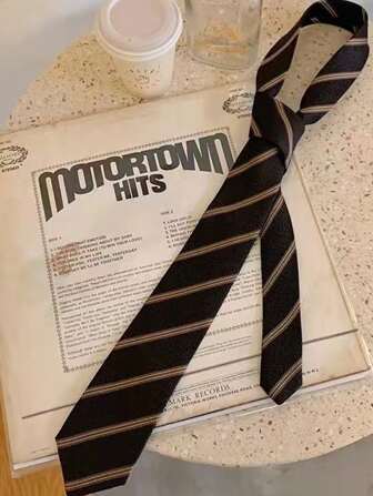 1pc Japanese Style Girls Striped Tie, JK Uniform Tie