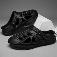 Men's Summer Open Toe Slippers, Soft Anti-slip Anti-odor Sandals With Closed Front - Black - View 9