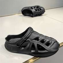 Men's Summer Open Toe Slippers, Soft Anti-slip Anti-odor Sandals With Closed Front - Black - View 11