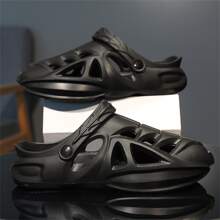 Men's Summer Open Toe Slippers, Soft Anti-slip Anti-odor Sandals With Closed Front - Black - View 4