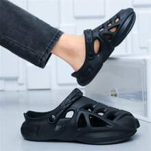Men's Summer Open Toe Slippers, Soft Anti-slip Anti-odor Sandals With Closed Front - Black - View 6