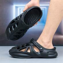 Men's Summer Open Toe Slippers, Soft Anti-slip Anti-odor Sandals With Closed Front - Black - View 7