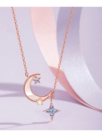 歐美時尚受歡迎月亮和星星吊墜項鍊