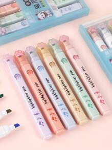 6入組可愛貓爪螢光筆,學生用螢光筆顏色筆手記水彩筆兒童小禮物 - 彩色 - 查看 1