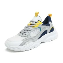 輕量鞋底厚鞋面 38 號休閒厚底鞋,透氣網布 47 號男款學生跑步鞋 - 白色 - 查看 1