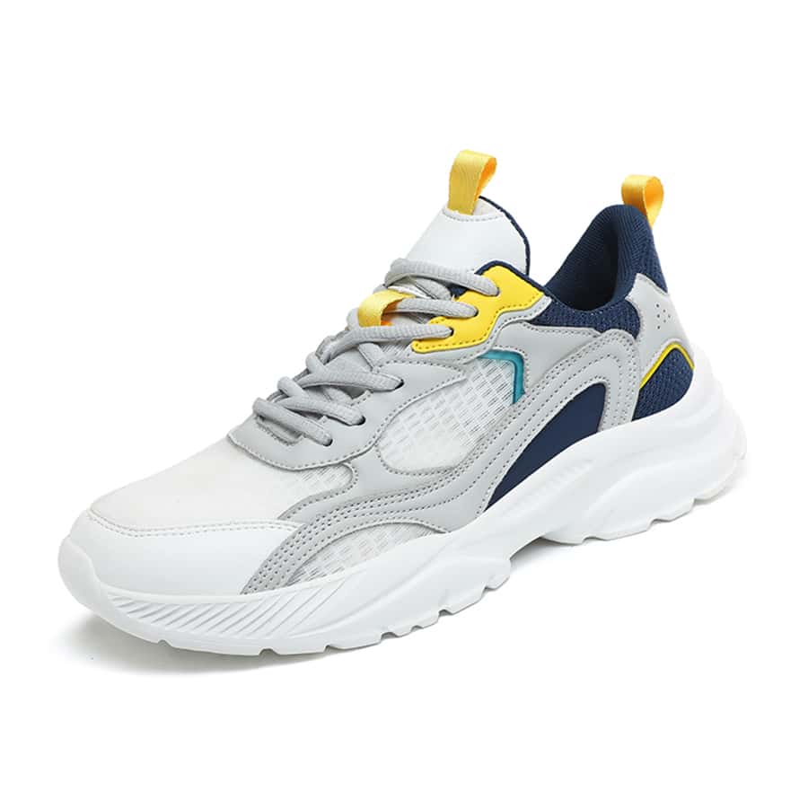 輕量鞋底厚鞋面 38 號休閒厚底鞋,透氣網布 47 號男款學生跑步鞋 - 白色 - 查看 1