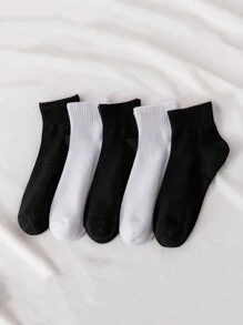 5pairs Men Solid Breathable Casual Ankle Socks For Daily Life - Multicolor - View 1