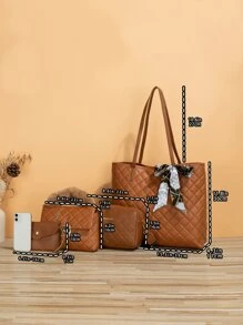 Bộ 4 túi trang trí khăn lụa viền chỉ khâu di động, Giáo viên, Nhân viên văn phòng Hoàn hảo cho trường học, Cao đẳng, Công việc, Kinh doanh, Đi lại, Ngoài trời, Du lịch, Dã ngoại, Ngày nhà giáo, Túi xách nữ đôi mẹ và con, Ý tưởng quà tặng Ngày của Mẹ tuyệt vời nhất, Bộ túi đi học, Nhẹ, Di động, Sức chứa lớn, Trang phục công sở giản dị, Dành cho nữ sinh viên đại học, Hoàn hảo cho văn phòng, Cao đẳng, Trung học cơ sở, Trung học phổ thông, Công việc, Kinh doanh, Đi lại, Sân vận động, Thể thao, Mua sắm, Ngày lễ - màu nâu - Xem 4