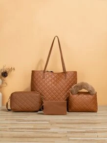 Bộ 4 túi trang trí khăn lụa viền chỉ khâu di động, Giáo viên, Nhân viên văn phòng Hoàn hảo cho trường học, Cao đẳng, Công việc, Kinh doanh, Đi lại, Ngoài trời, Du lịch, Dã ngoại, Ngày nhà giáo, Túi xách nữ đôi mẹ và con, Ý tưởng quà tặng Ngày của Mẹ tuyệt vời nhất, Bộ túi đi học, Nhẹ, Di động, Sức chứa lớn, Trang phục công sở giản dị, Dành cho nữ sinh viên đại học, Hoàn hảo cho văn phòng, Cao đẳng, Trung học cơ sở, Trung học phổ thông, Công việc, Kinh doanh, Đi lại, Sân vận động, Thể thao, Mua sắm, Ngày lễ - màu nâu - Xem 3