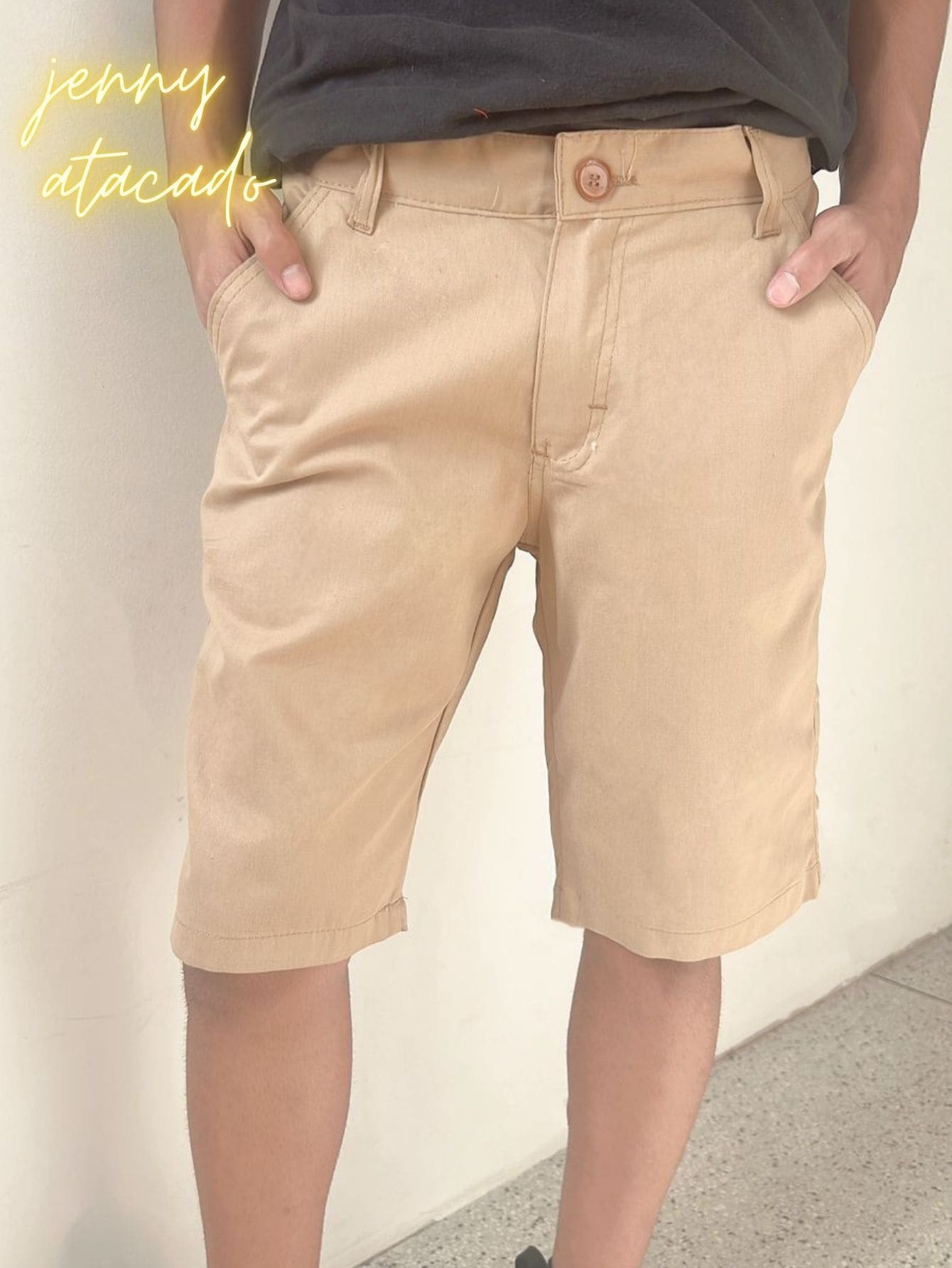 Men Denim Shorts - Màu be - Xem 1