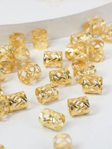 60pcs Hollow Out Hair Ring, Dreadlocks Beads Hair Braid Rings Clips Dread Locks Hair Braiding - Gold - View 3