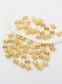 60pcs Hollow Out Hair Ring, Dreadlocks Beads Hair Braid Rings Clips Dread Locks Hair Braiding - Gold - View 4