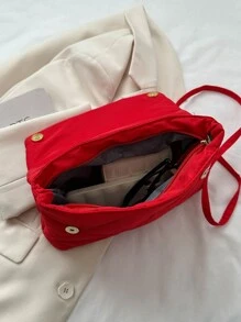 Túi vuông lật khâu màu đỏ neon - Đỏ - Xem 7