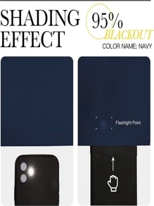 1 rèm cản sáng màu xám nhạt, rèm cản sáng cách nhiệt chặn tia UV, thích hợp cho phòng khách, phòng ngủ, làm tối phòng khi mất điện, mùa thu/đông - Xanh đậm - Xem 4