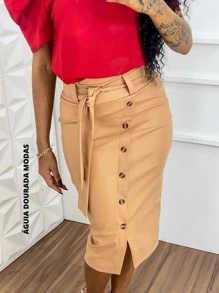 Women Skirts - 米色 - 查看 1