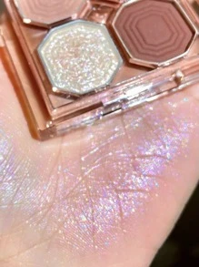 DIKALU Paleta de sombras de ojos Shimmer de 4 colores, 1 pieza de sombra de ojos en polvo suave, resistente al agua, altamente pigmentada, color nude