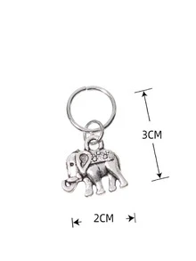 10 anillos para el pelo con dije de elefante - Plateado - Ver 5