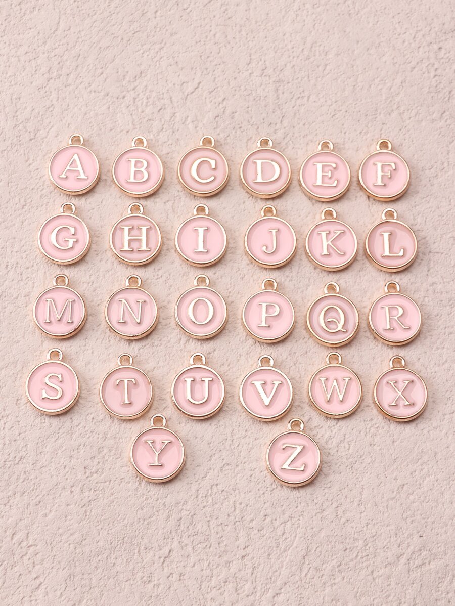 Alphabet Detail Pendant Diy Jewelry Accessory - Pink - View 1