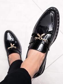 男士流蘇裝飾男士正裝鞋,商業黑色正裝樂福鞋適合婚禮