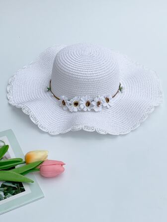 Flower Decor Straw Hat