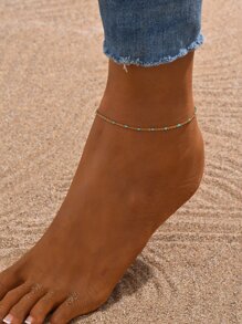 藍色繪畫串珠裝飾腳錬 - 藍色 - 查看 1