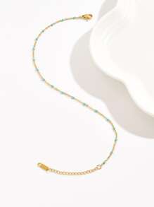 藍色繪畫串珠裝飾腳錬 - 藍色 - 查看 2