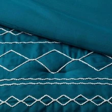 Diamond Stitch Comforter Bedding Set Dark Teal Blue - Blue - View 4