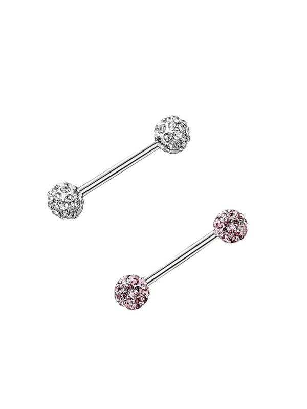 2pcs Sparkling Mini Ball Tongue Rings Set SHEIN USA