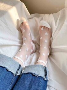 兩雙愛心圖案中筒襪 - 彩色 - 查看 4