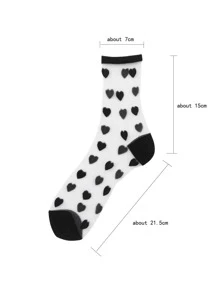 兩雙愛心圖案中筒襪 - 彩色 - 查看 6