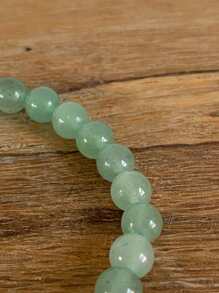 1 Pulsera de aventurina verde cuarzo verde esfera 6 mm moda - Verde - Ver 2
