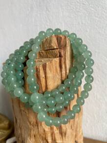1 Pulsera de aventurina verde cuarzo verde esfera 6 mm moda - Verde - Ver 4