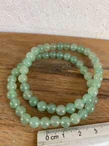 1 Pulsera de aventurina verde cuarzo verde esfera 6 mm moda - Verde - Ver 3