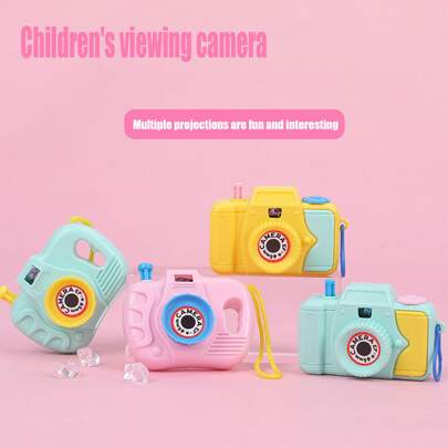 1入組塑膠隨機色相機,可愛卡通相機玩具適用於兒童